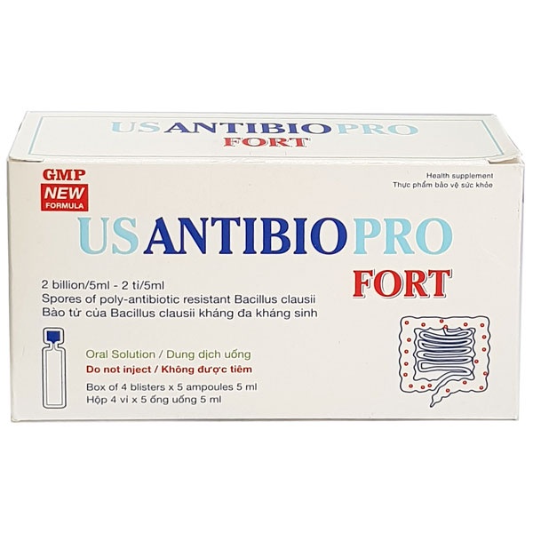 Usantibiopro Fort – Hỗ trợ cân bằng hệ vi sinh đường ruột, giảm rối loạn tiêu hóa (Hộp 20 ống)