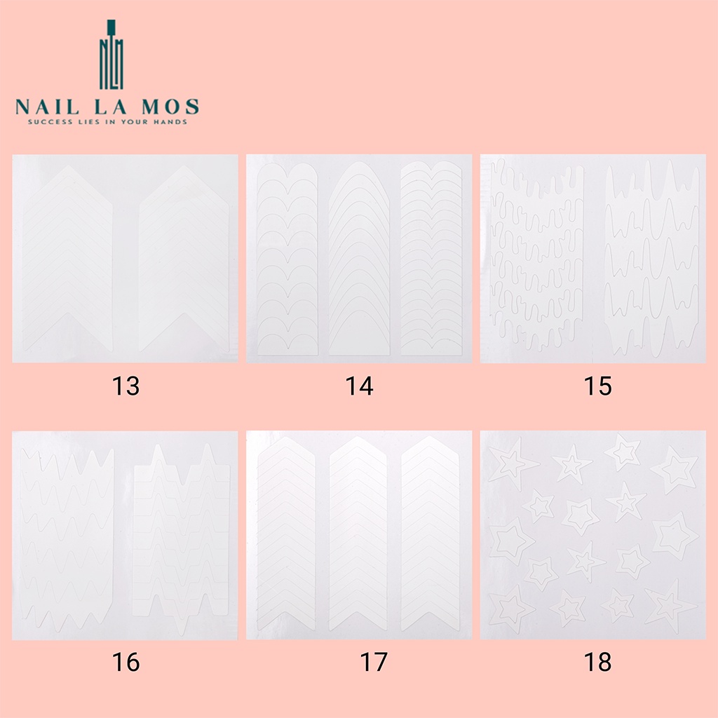 Set 24 tấm gồm 44 mẫu miếng dán hỗ trợ sơn trang trí móng tay - sticker tip guides french nail