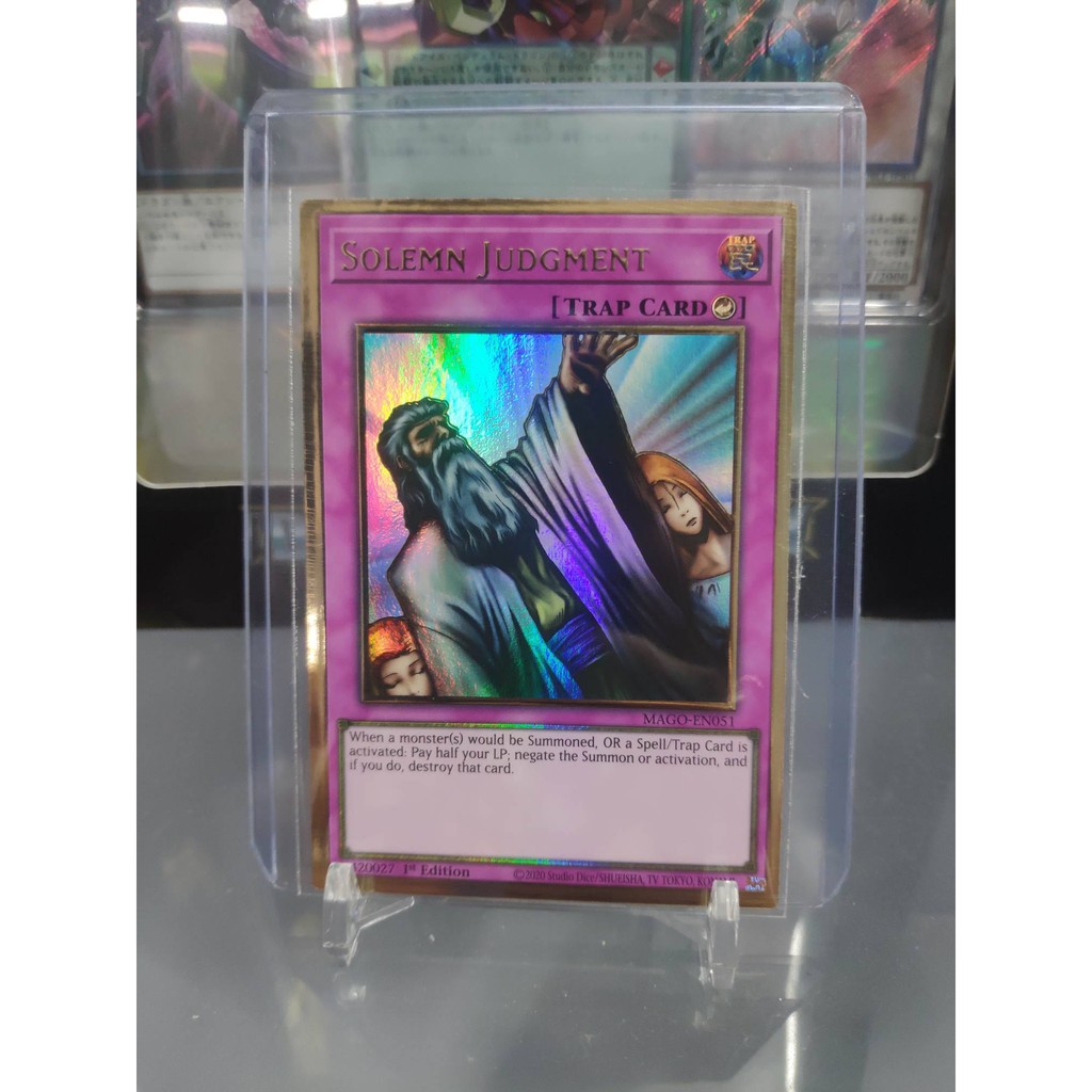 [ Dưa Hấu Yugioh ] Lá bài thẻ bài Solemn Judgment - Premium Gold Rare - Tặng bọc bài nhựa bảo quản