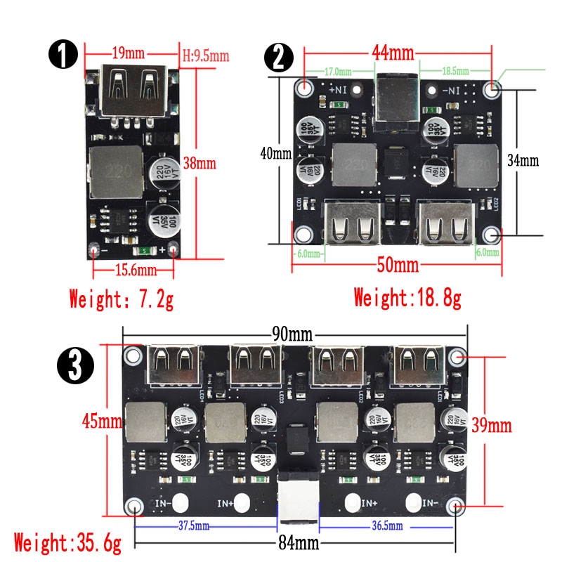 Bảng Mạch Hạ Áp usb qc3.0 qc2.0 dc 6-32v 9v 12v 24v Sang Sạc Nhanh 5v