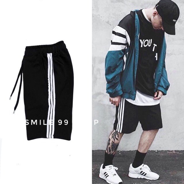 QUẦN SHORT 3 sọc Đen Trắng NAM NỮ  Unisex chất vải dày, không xù lông Mr Smile 99 Shop