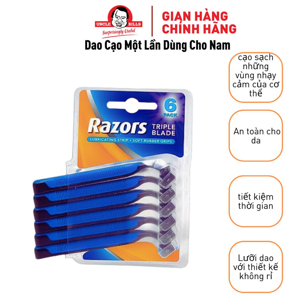 Bộ 6 Cái Dao Cạo 3 Lưỡi Cao Cấp Cạo Sát Da Tận Gốc Tiện Lợi Cạo Râu Cạo Bikini Uncle Bills AG0275