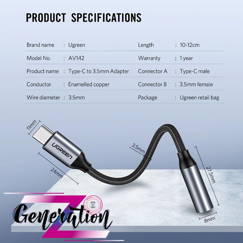 Cáp Chuyển USB Type-C ra Audio 3.5mm UGREEN 30632