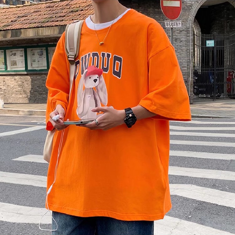 Áo Thun Tay Ngắn Cổ Tròn In Chữ Thoải Mái Thời Trang Mùa Hè Phong Cách Hàn Quốc Cho Nam Giới Size M-8XL