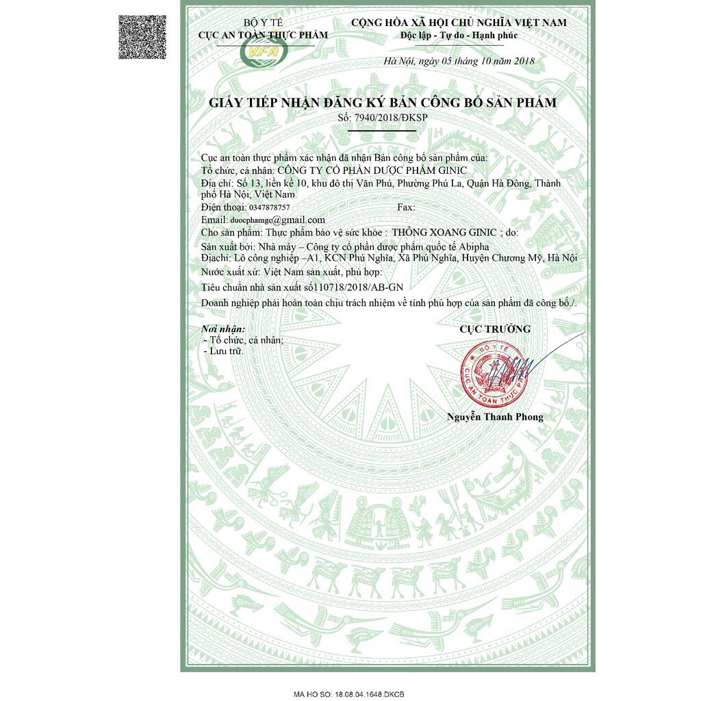 Thông xoang ginic lọ 50 viên nang