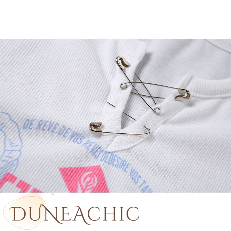 Áo thun nữ DUNEA ngắn tay in chữ phong cách đường phố