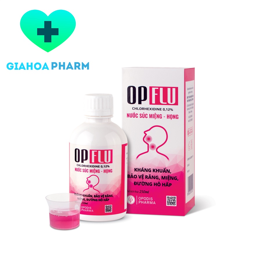 Nước súc miệng họng Opflu (Chlorhexidin) kháng khuẩn, bảo vệ răng miệng, nướu, đường hô hấp, giảm mảng bám, nhiệt miệng