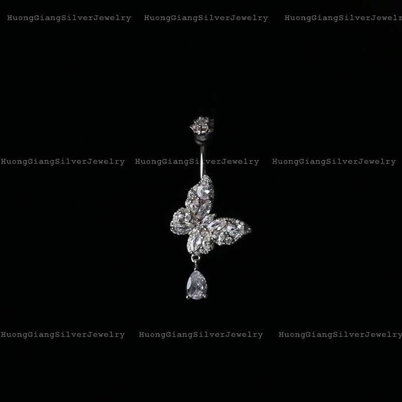 Khuyên Rốn Hình Bướm Bạc s925 Xi Kim -HuongGiangSilver