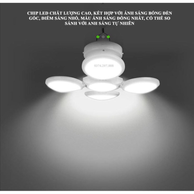 Đèn Led Năng Lượng Mặt Trời 4 Cánh 5 Bóng Football UFO Lamp 40W, Đèn Siêu Sáng Tích Điện Ngoài Trời, Sạc Tích Đ
