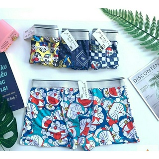 Quần lót nam in hình thun lạnh, quần sịp nam đùi thun lạnh hoạt hình doremon, shin, mèo tôm...