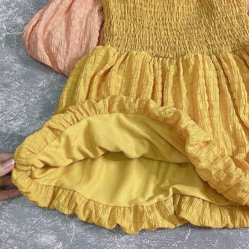 sét bộ đùi xốp phồng bí phối áo kiểu nhúm 2 dây bún hot