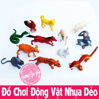 Bộ Đồ Chơi 12 Con Vật Bằng Nhựa Dẻo Loại To Cho Bé