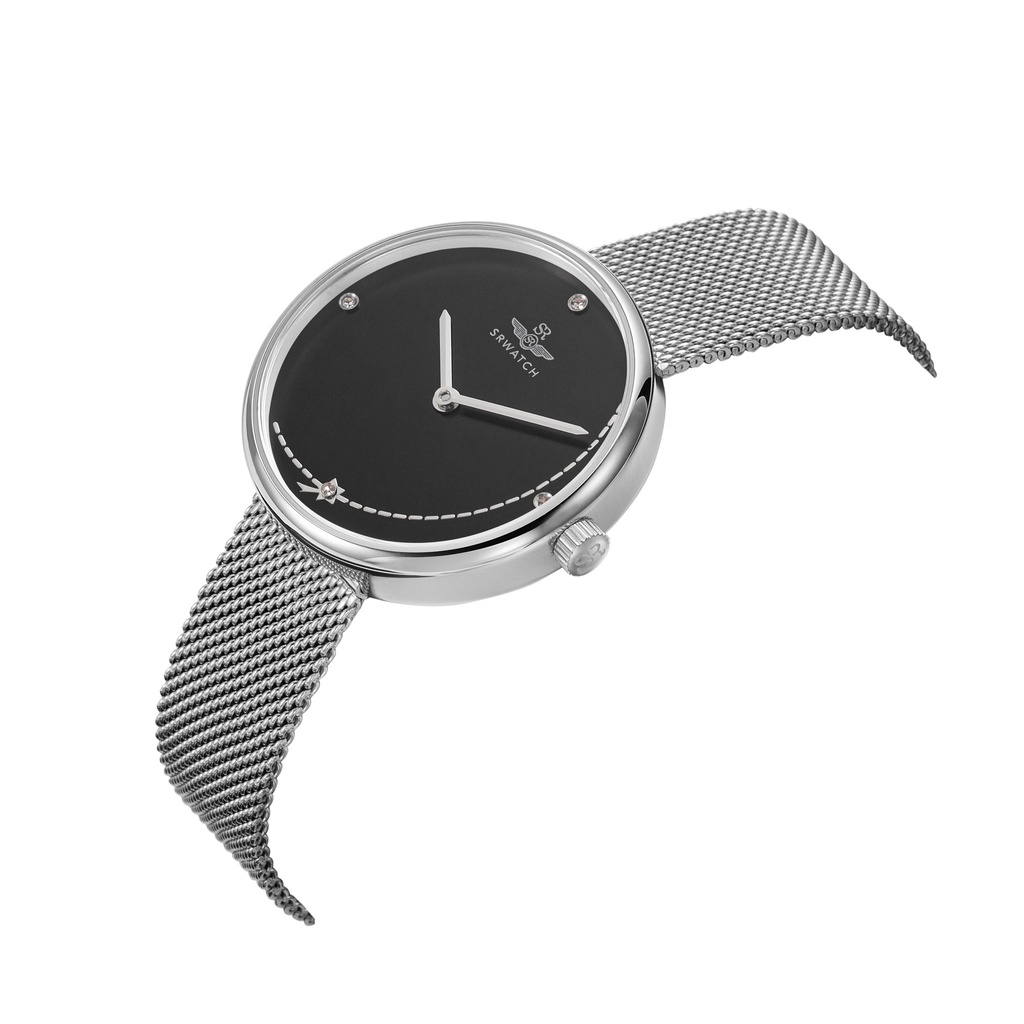 Đồng hồ nữ SRWATCH chính hãng SL5008.1101BL mặt kính sapphire mạ vàng đính đá kim cương chống trầy chống nước 5ATM