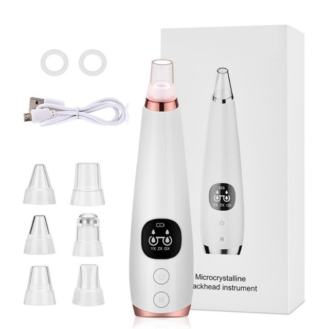 Máy Hút Mụn, Đầu Đen Cám Bọc Cầm Tay Mini Blackhead Spa Hút Nặn Mụn Trứng Cá Tặng 6 Đầu Hút Đa Năng