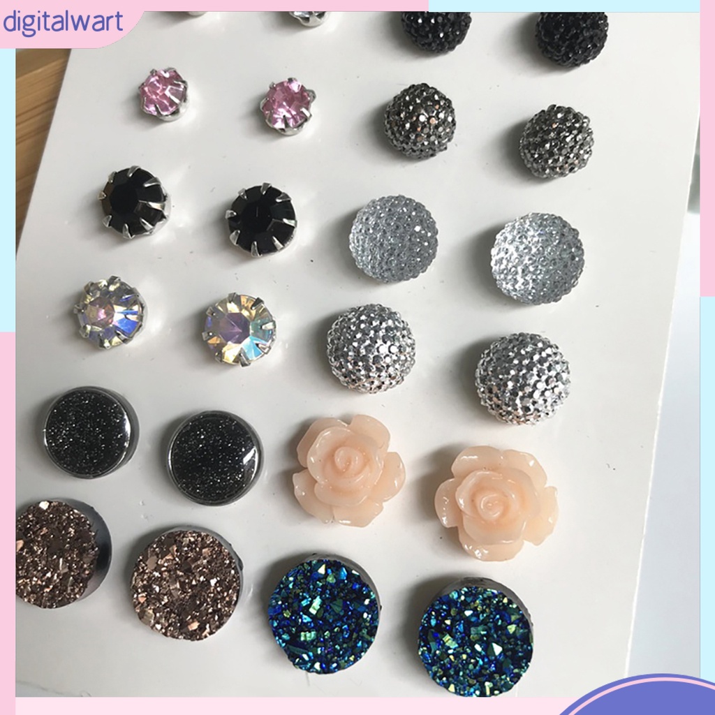 Set 12 đôi bông tai kiểu dáng đa dạng thời trang cho nữ