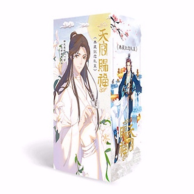 (150) Hộp quà tặng THIÊN QUAN TỨ PHÚC chữ nhật đứng Hoa Thành Tạ Liên anime chibi có bình nước ảnh dán vòng tay postcard