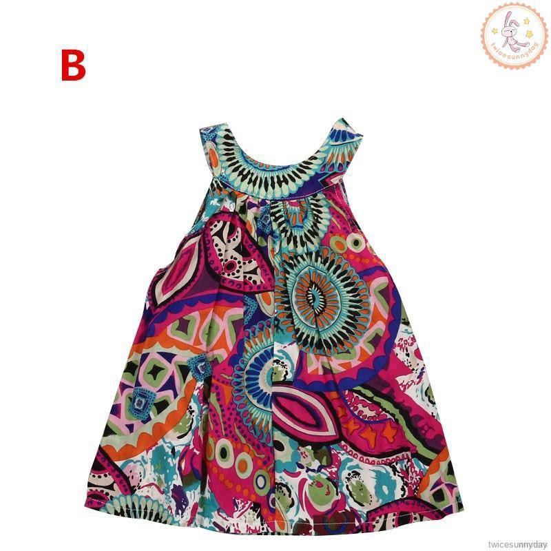 Đầm sát nách hoạ tiết hoa cho bé gái ( 1-6 tuổi )