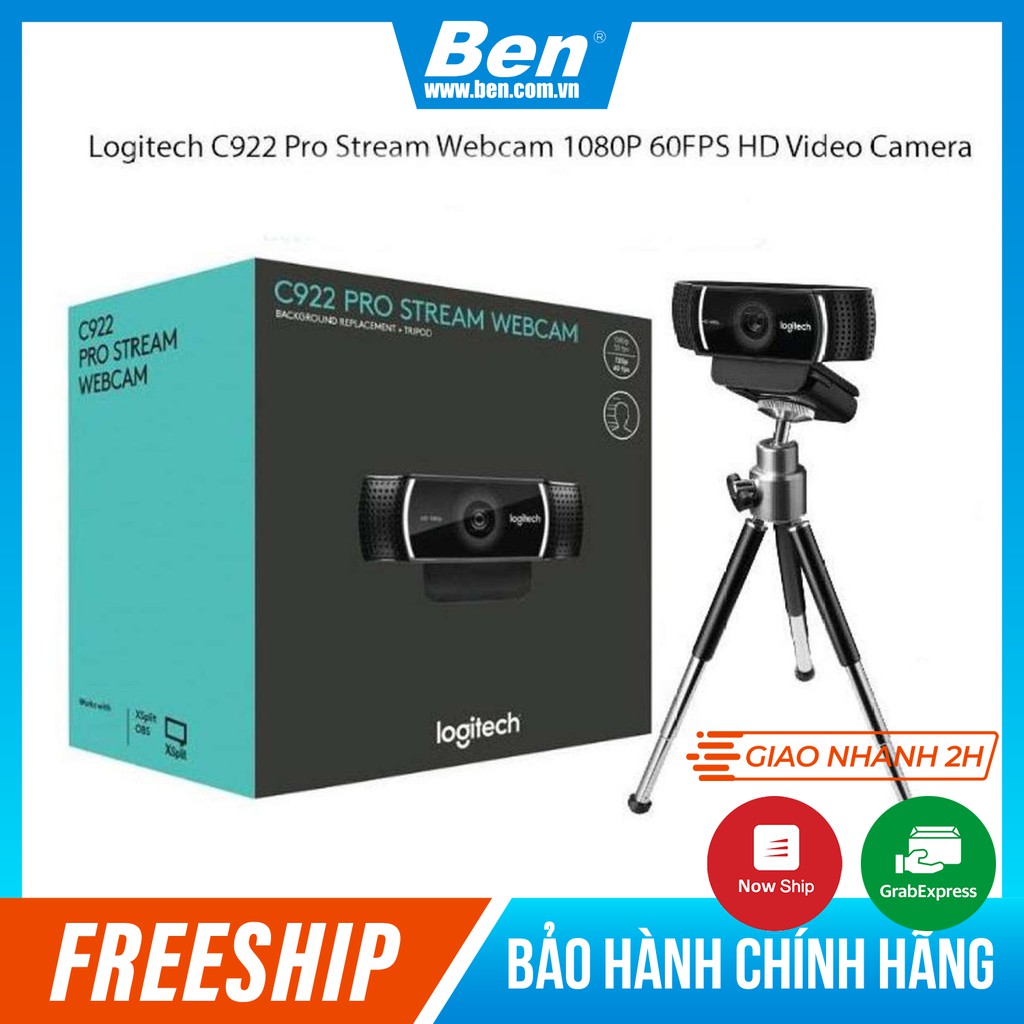  Webcam Full HD Stream Logitech C922 PRO 1080P/30FPS 720P/60FPS