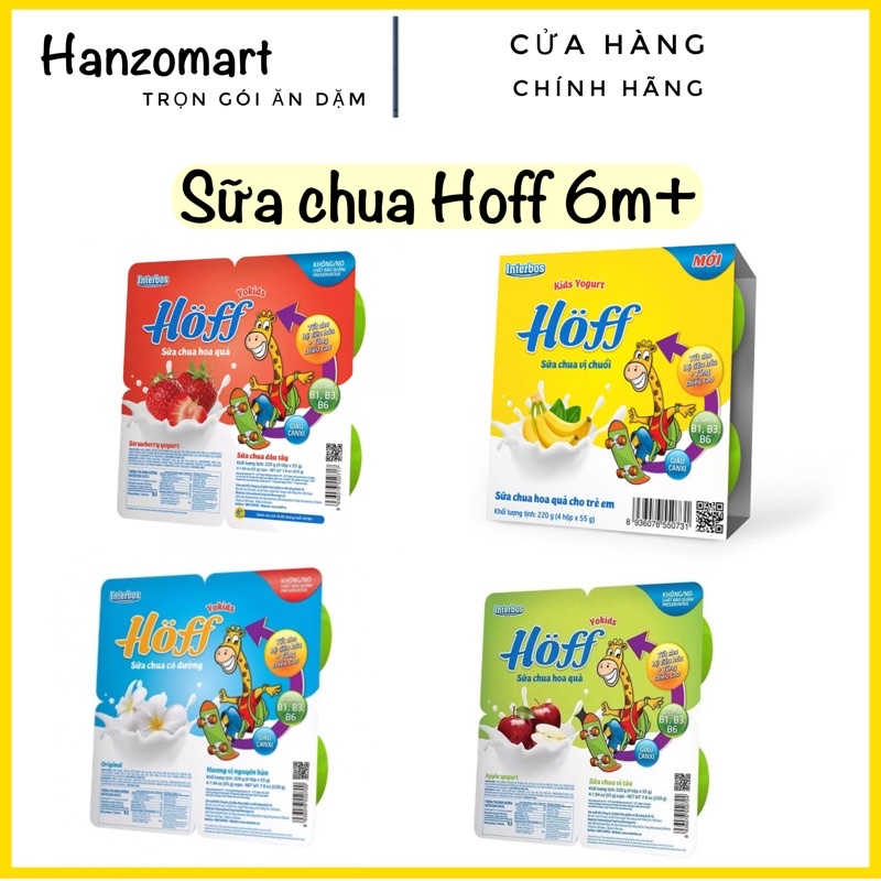 Sữa chua trái cây cao cấp Hoff (lốc 4 hộp) 6m+