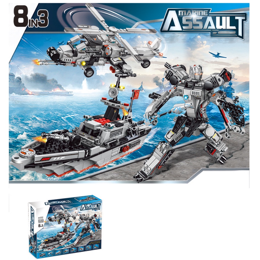BỘ ĐỒ CHƠI XẾP HÌNH Tàu CHIẾN HẠM, TÀU THUYỀN, OTO, ROBOT BIẾN HÌNH