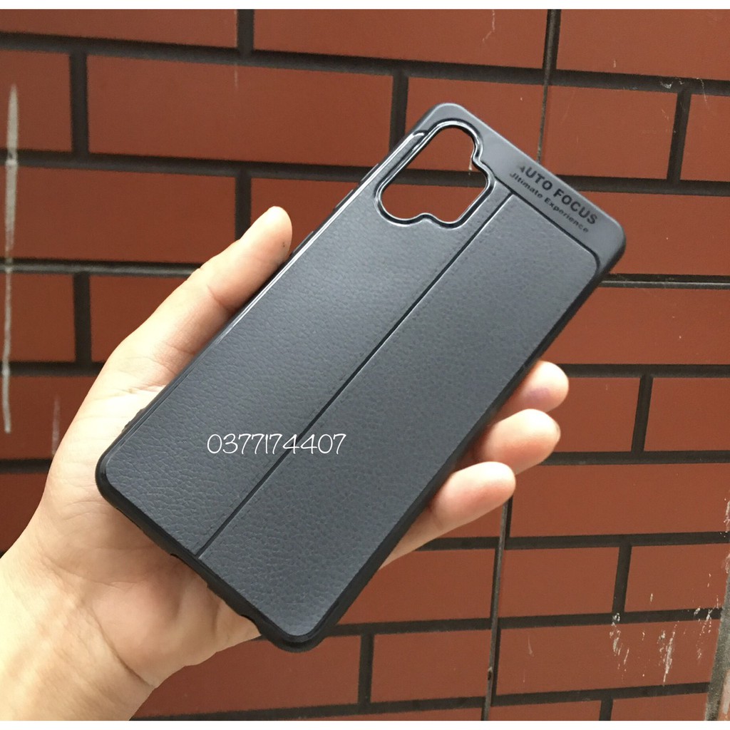 Ốp lưng dẻo Samsung Galaxy A12, A02S Vân giả da Auto Focus chống sốc