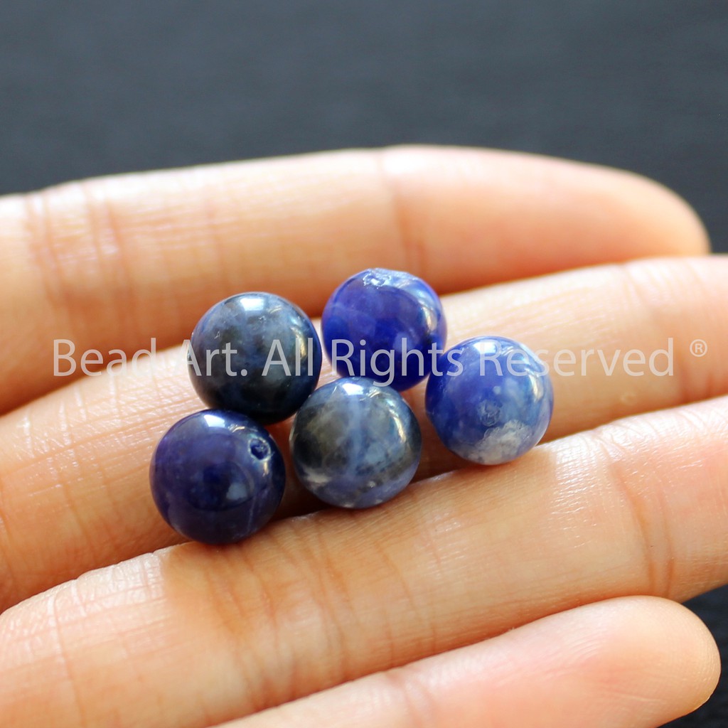 5 Hạt Sodalite Xanh Đậm 8mm, Mệnh Thuỷ, Mộc, Đá Phối Vòng Tay Phong Thuỷ, Làm Trang Sức, Chuỗi Hạt (Loại A) S50