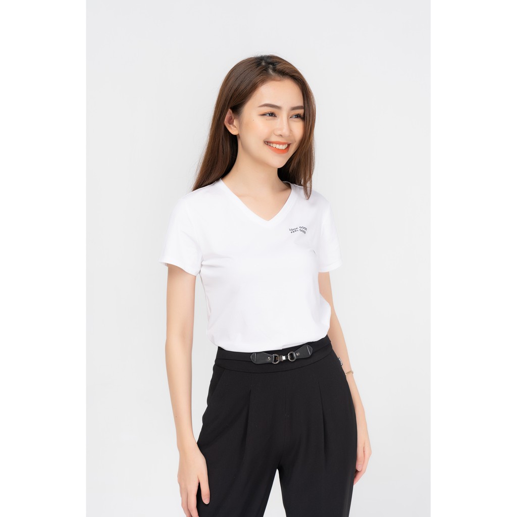 Áo thun nữ YODY cổ tim cotton ôm ngắn tay mềm mịn và dịu nhẹ cho da PPN4138 | BigBuy360 - bigbuy360.vn