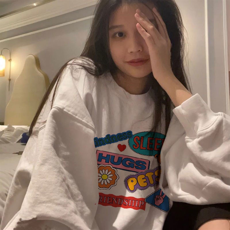 Áo Sweater Dài Tay Dáng Rộng Thời Trang Retro Hàn Quốc Dành Cho Nữ