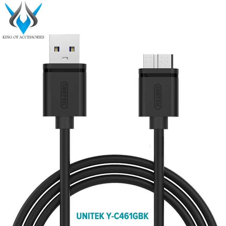 Cáp tín hiệu USB sang microB Unitek  dài 1m - dùng cho ổ cứng di động hoặc thiết bị có cổng micro B (Đen)