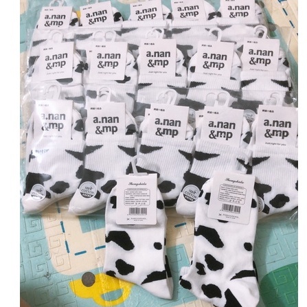 Tất nữ cổ cao họa tiết bò sữa Vintage phong cách Hàn Quốc LOTXINH