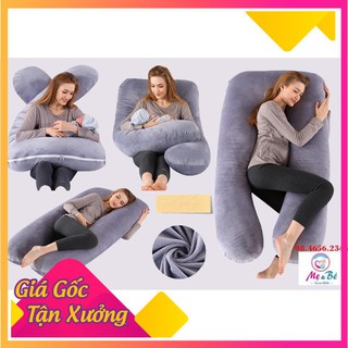 Gối ôm bà bầu hình chữ U vải nhung cao cấp