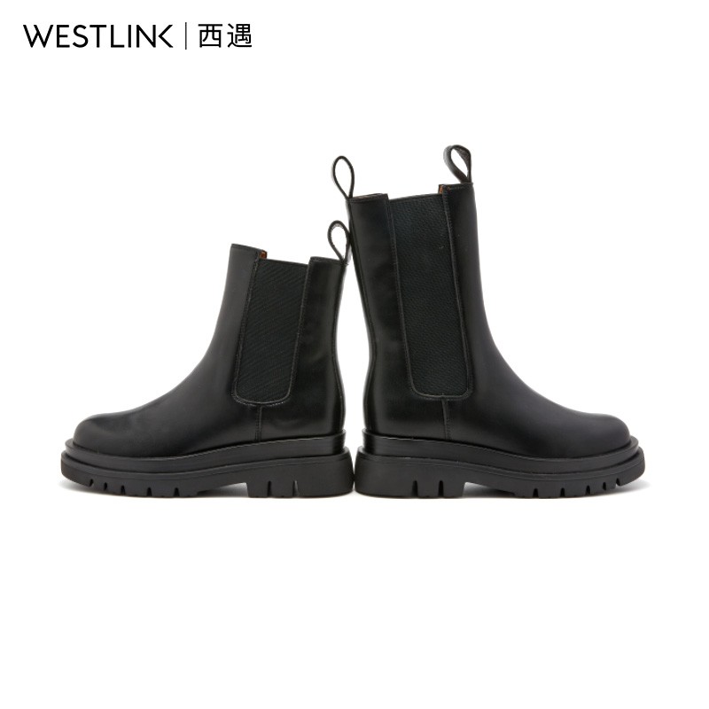 West encounter thick-soled Martin boots women 2021 new spring and autumn short boots British style Chelsea boots mid-tube smoke tube boots
