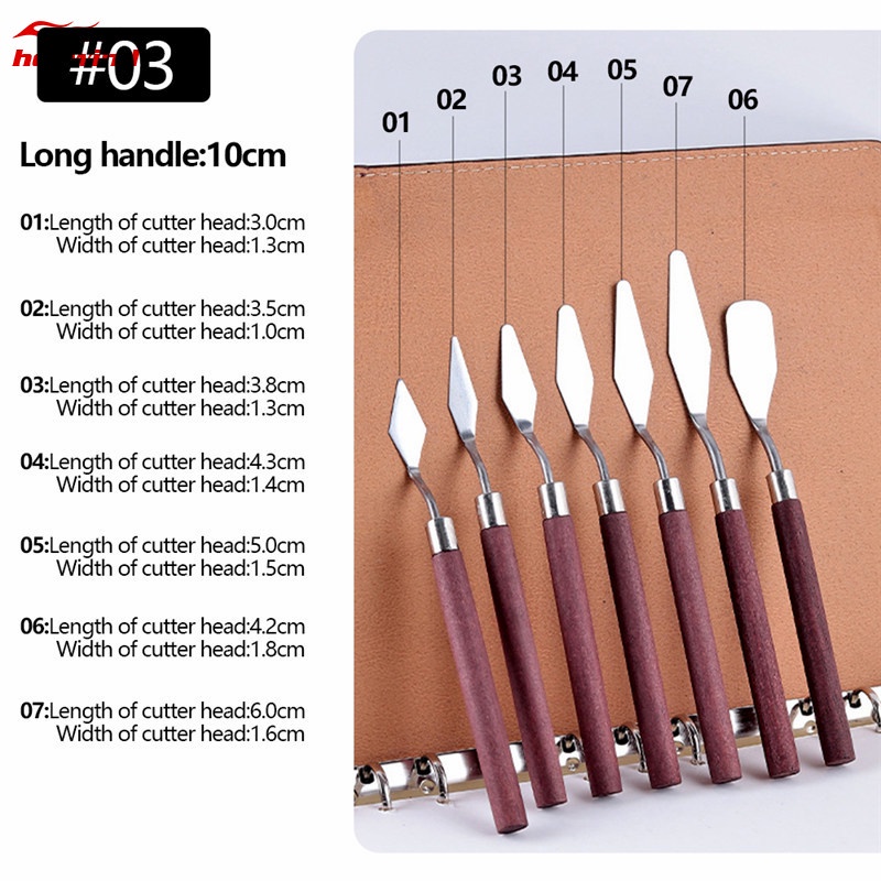 Hw Set 7 Dụng Cụ Trộn Màu Vẽ Tranh Sơn Dầu Bằng Thép Không Gỉ