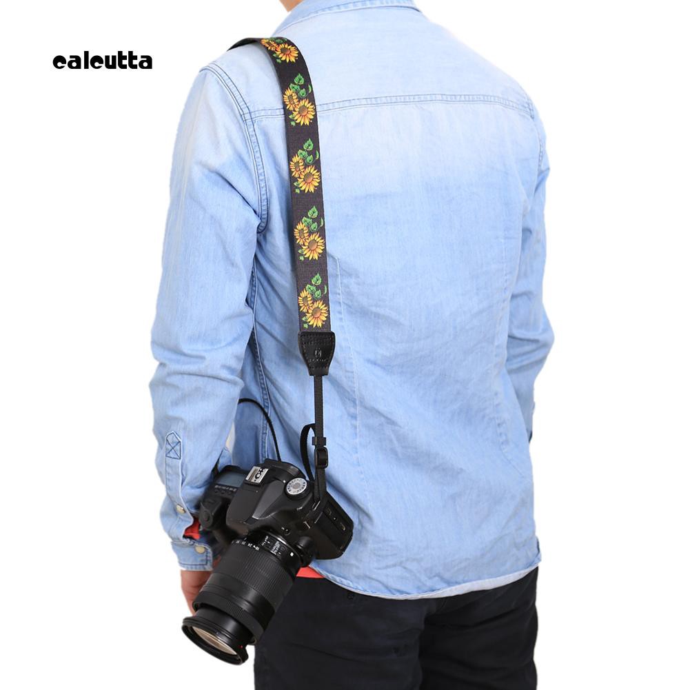 Dây đeo cổ họa tiết hoa hướng dương cho máy ảnh Canon Pentax Sony SLR / DSLR