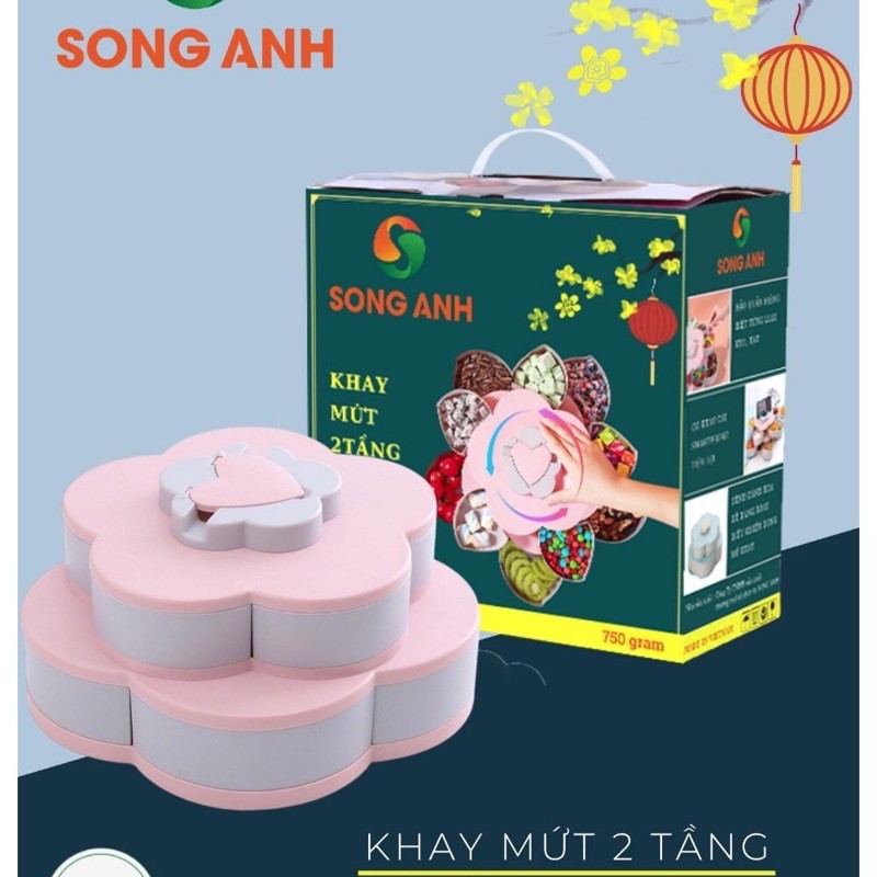 Khay Đựng Bánh Kẹo Tết 2 Tầng Hàng Việt Nam Chất Lượng Cao.