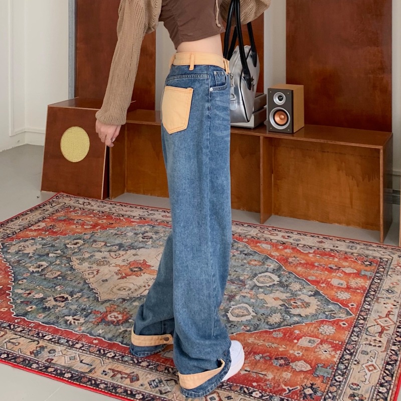 Quần jean ống rộng lưng cao dễ phối đồ thời trang mùa hè cho nữ