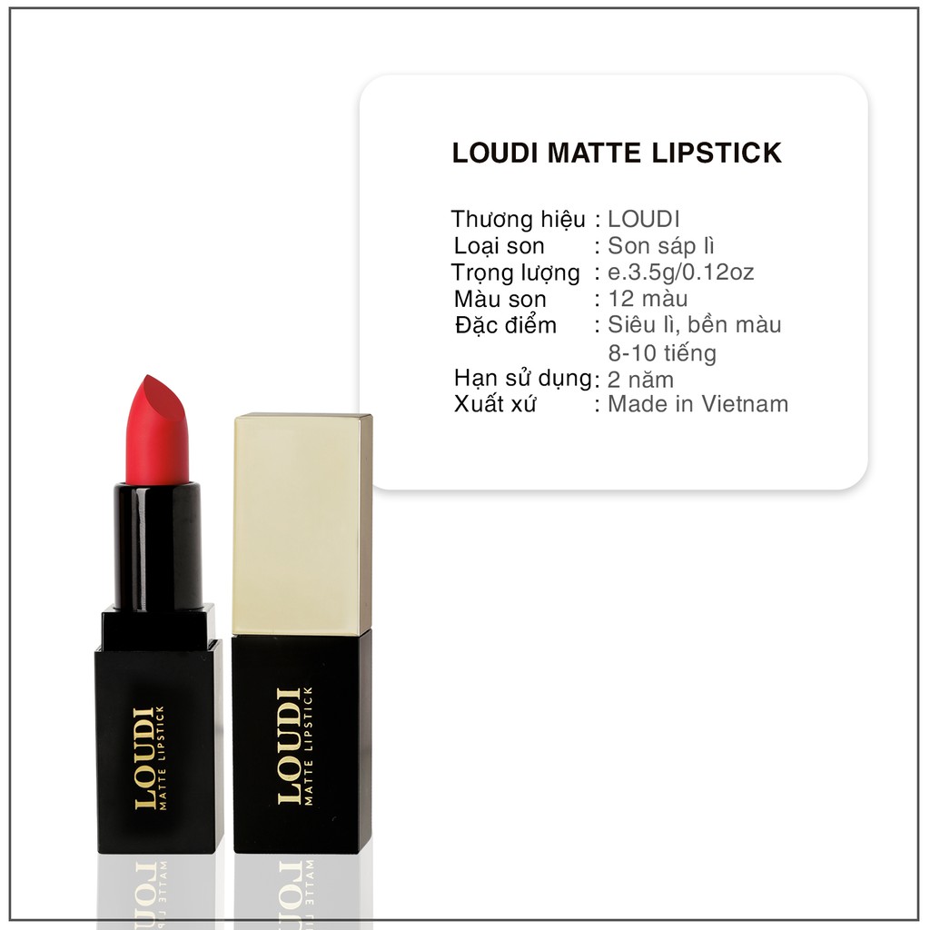 Son sáp lì Loudi Matte Lipstick bộ 3 son, 3.5g chính hãng