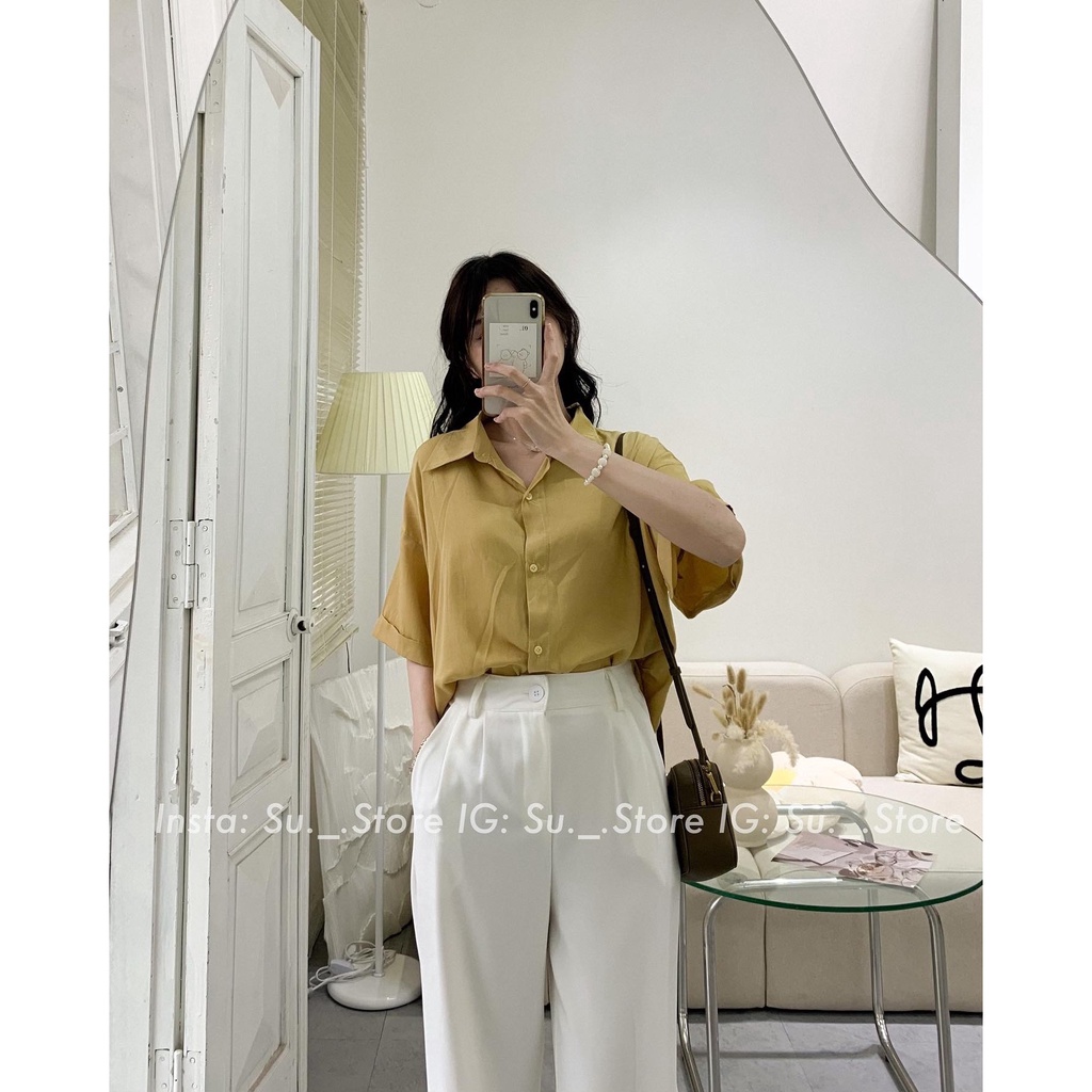 Áo sơ mi lụa mềm trơn tay gập A2265 SUSTORE