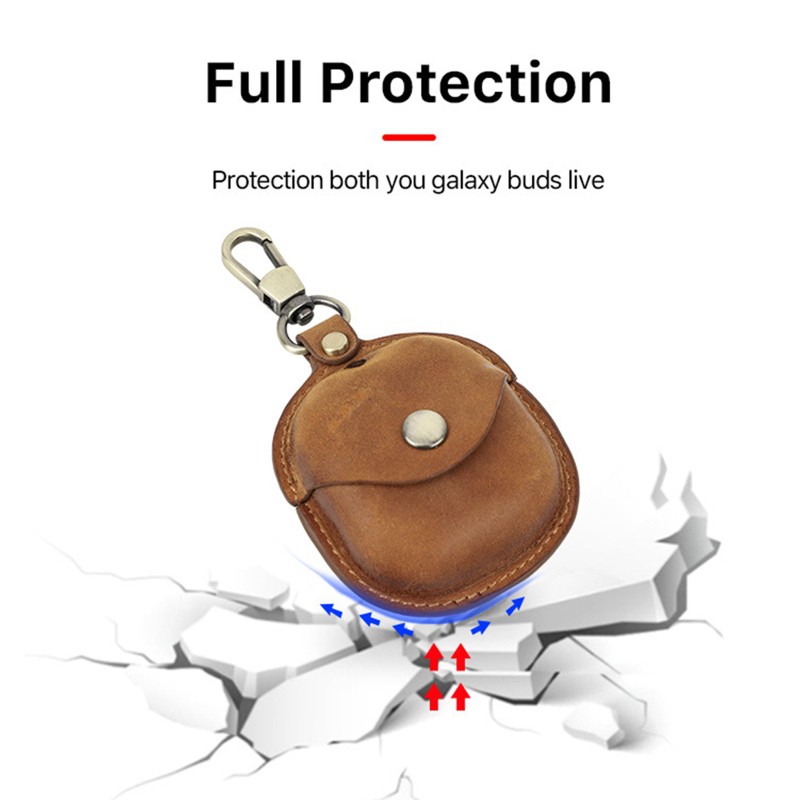 Bao da PU bảo vệ hộp đựng tai nghe Samsung Galaxy Buds Live kèm móc khóa