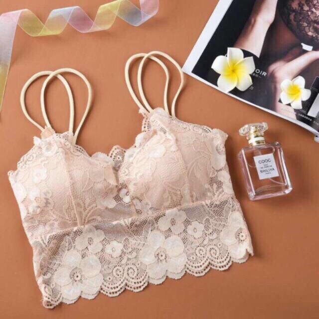 Áo Bra Ren Hoa Dây Kép Có Đệm Ngực Cao Cấp 841
