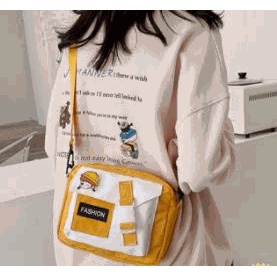 Túi đeo chéo vai chất liệu canvas dễ thương cho nữ