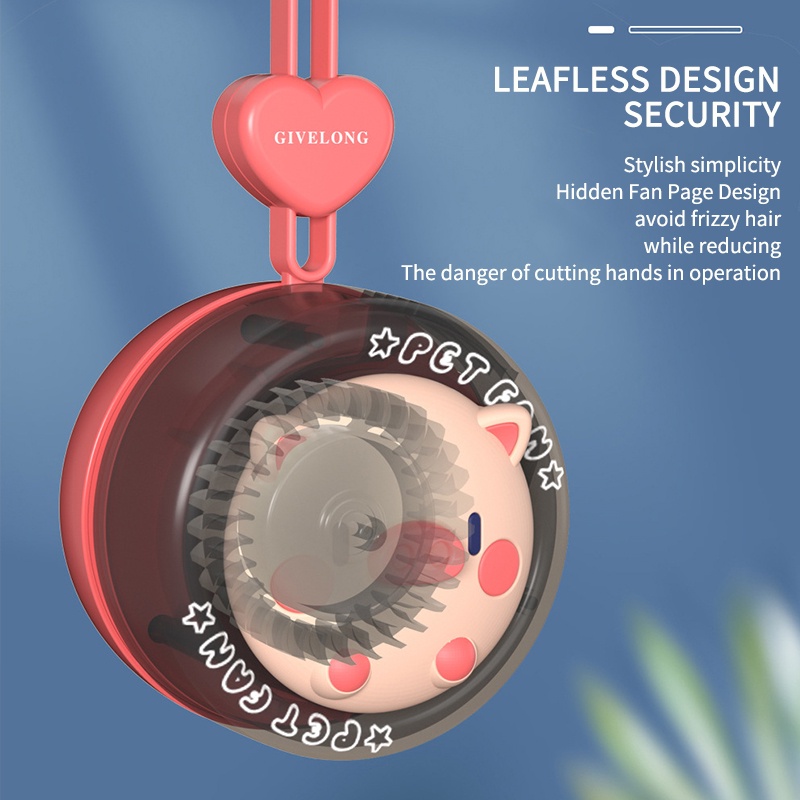 Quạt Đeo Cổ Cầm Tay Không Cánh Hoạt Hình Sạc usb Tiện Dụng