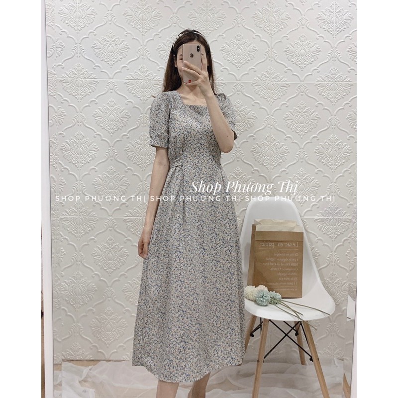 Váy hoa nhí cổ vuông trơn cộc tay 3 màu mới về (hình thật/sẵn) | BigBuy360 - bigbuy360.vn