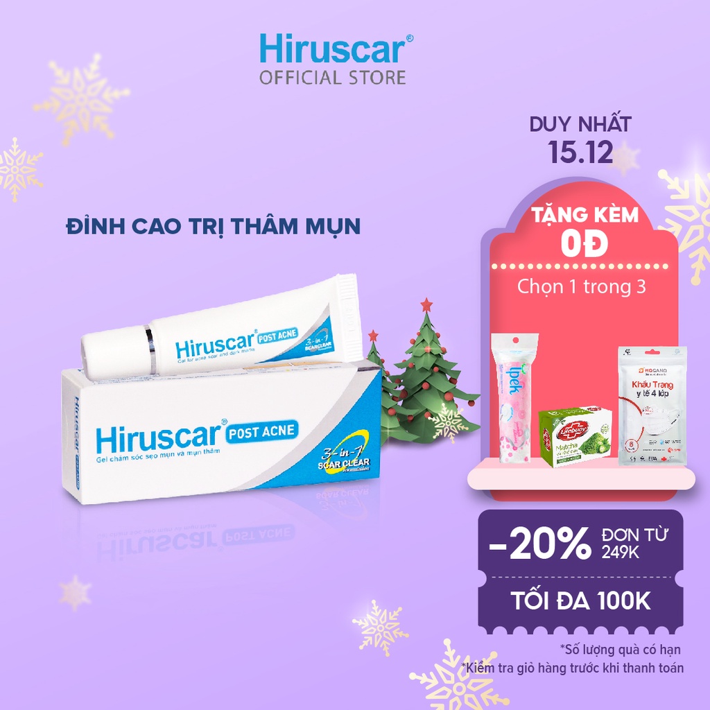 Gel làm mờ sẹo mụn và thâm mụn Hiruscar Post Acne 5g