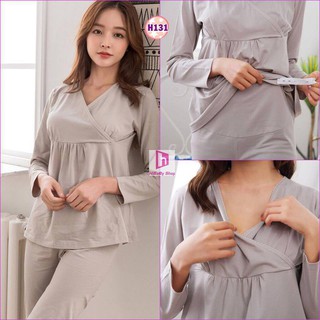 Bộ BẦU kết hợp SAU SINH Cho Con Bú dài tay H131