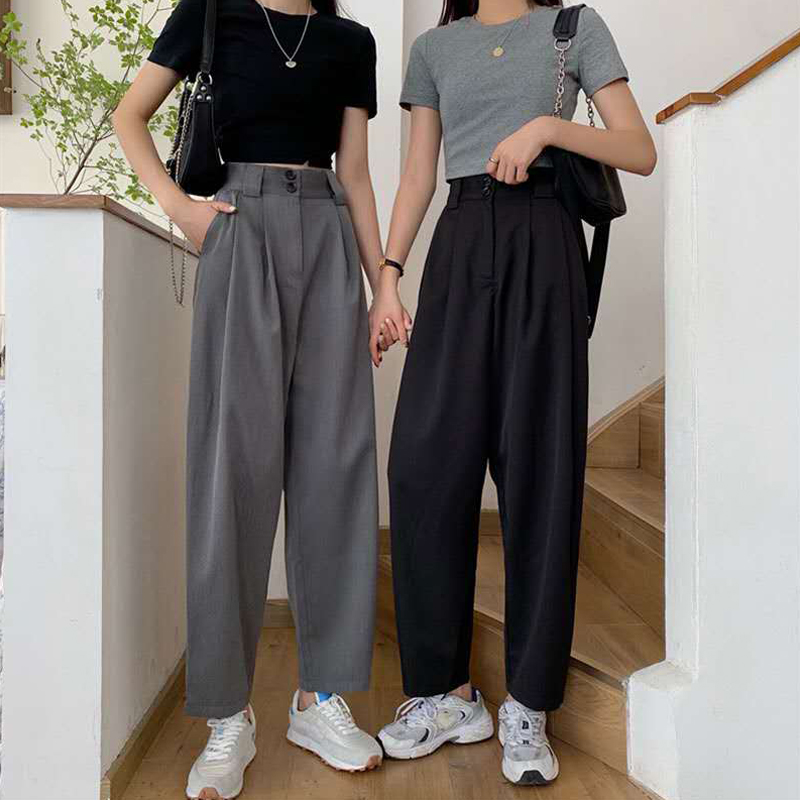 Quần suông dài eo cao đơn giản dễ phối đồ dành cho nữ | BigBuy360 - bigbuy360.vn