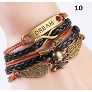 Vòng Tay Da Mặt Charm Bạc
