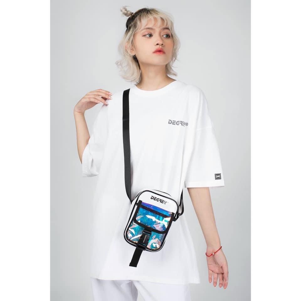 Túi Đeo Chéo Degrey Hologram Chất Da PU Bóng - Unisex Shoulder Bag 2 Màu Trắng/ Đen