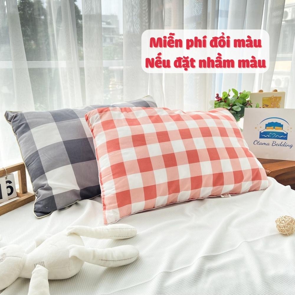 Ruột gối nằm Muji 50x70 bông gòn gối ngủ vuông ép hơi cao cấp - Otama Bedding