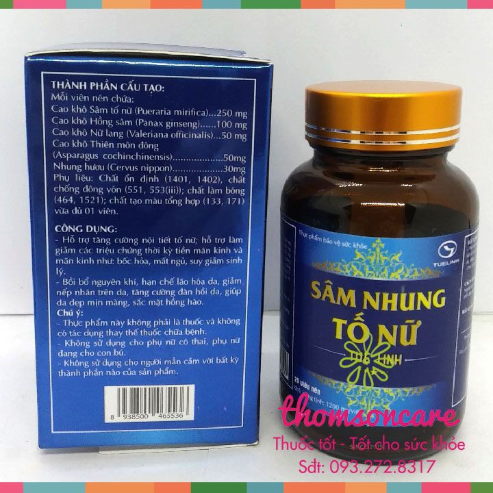 Sâm nhung tố nữ Tuệ Linh - Lọ 30 viên Bổ sung nội tiết tố, hồi xuân, giảm lão hóa, đẹp da cho phụ nữ tiền mãn kinh | BigBuy360 - bigbuy360.vn
